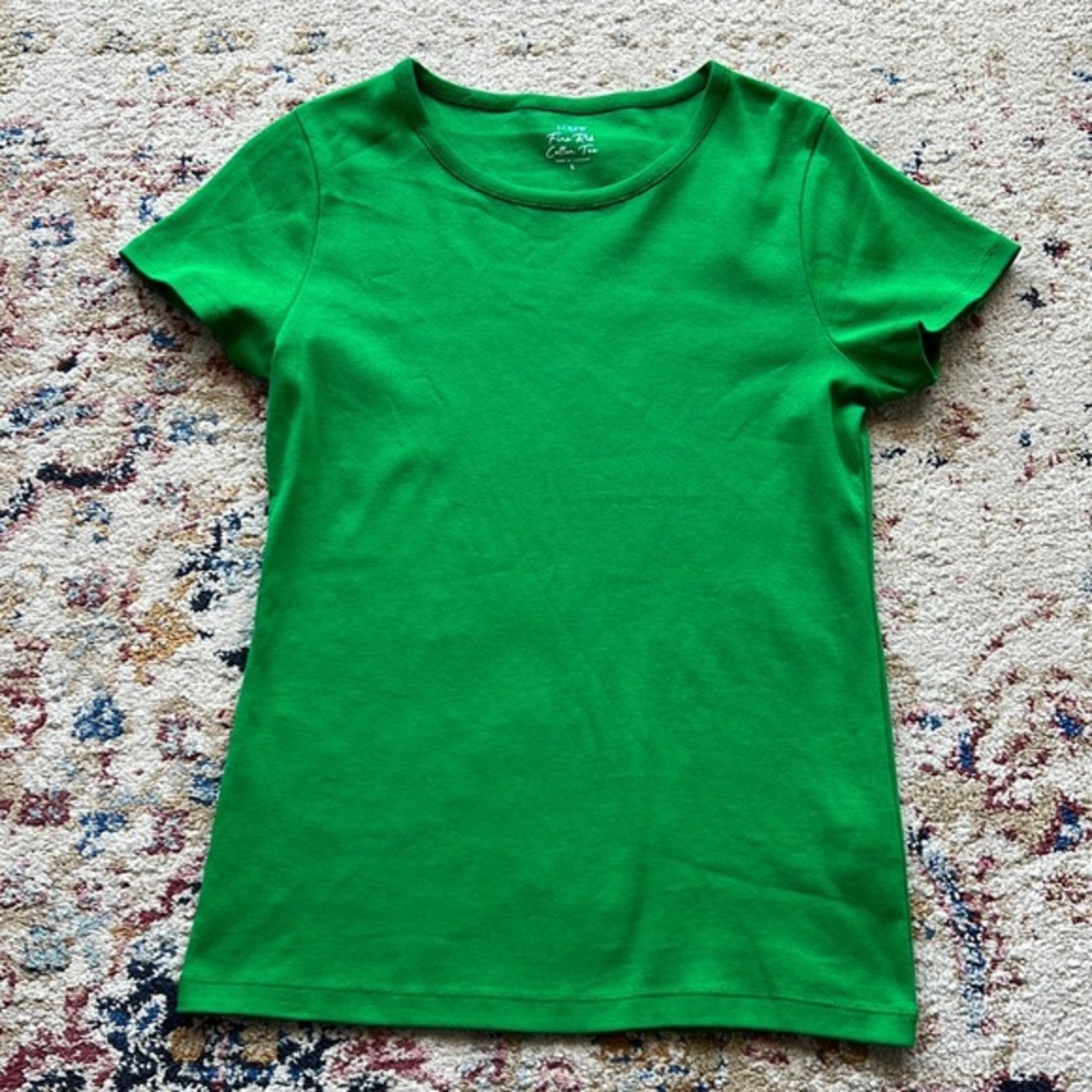 Jcrew Fine Rib Emerald Tee
